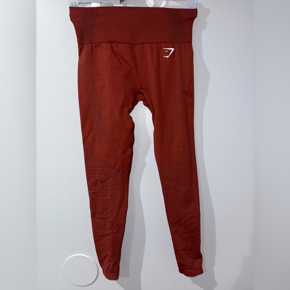 Gymshark Leggings Women's High Waisted Power Regular Seamless‎ Size Small Orange